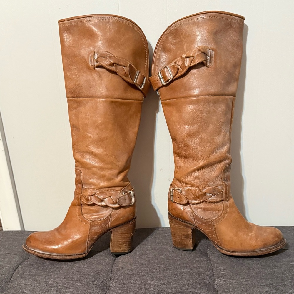 Freebird by Steven Brown Over the Knee Boots Distressed Leather